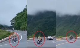 Rùng mình khoảnh khắc nam thanh niên lao xuống vực đèo Hải Vân
